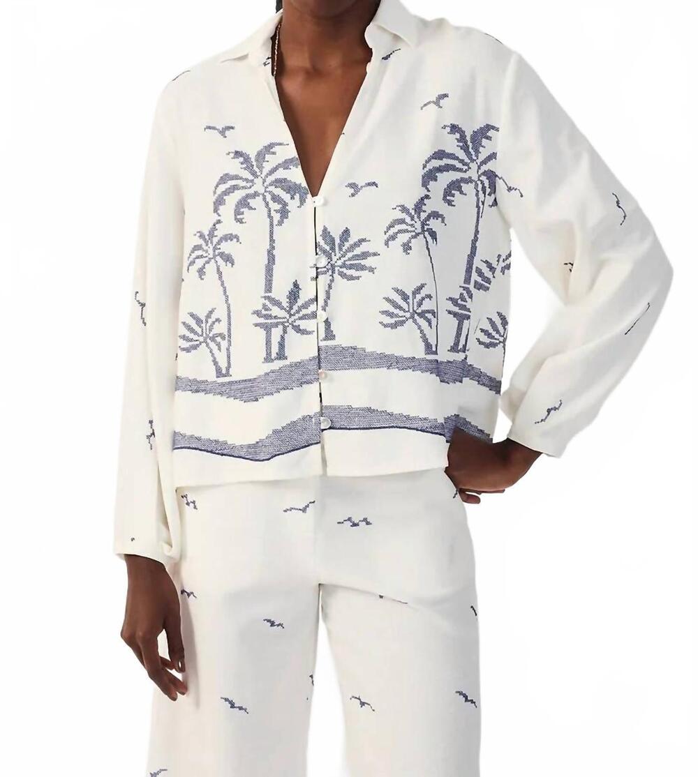NEW DRESS TO coconut tree linen shirt in off-white